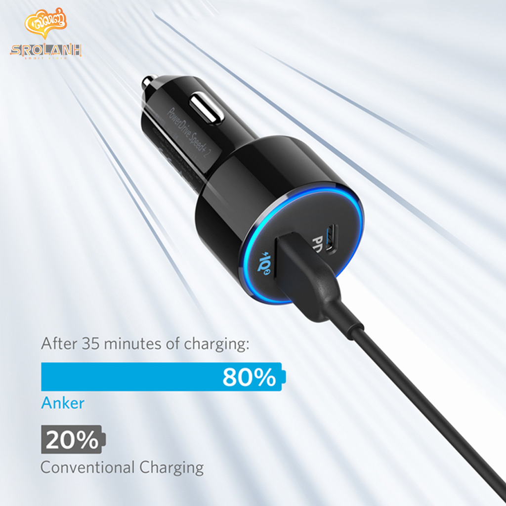 ANKER Power Drive Speed+ 2 Car Charger with 1USBC PD 1USBA Port SROLANH